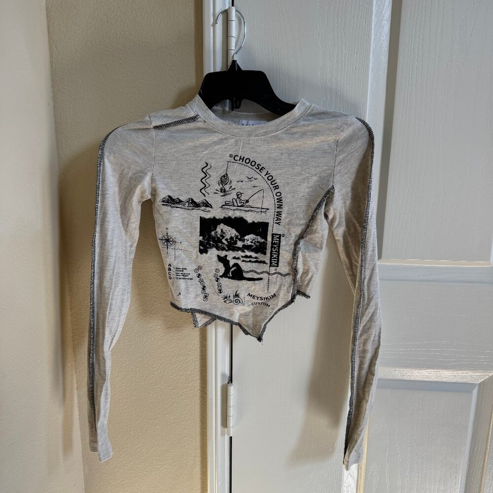 MEYSI KIM Unsymmetrical Stitched Crop Top